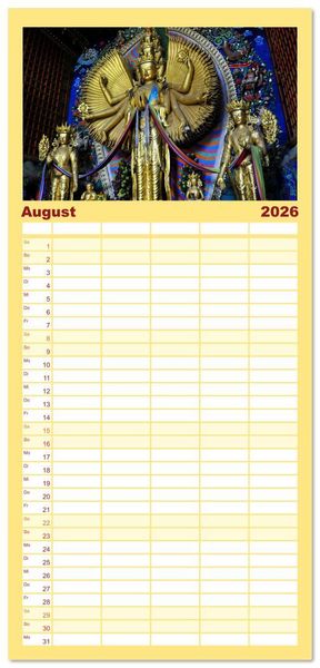 Produktbild: Familienplaner 2026 - Buddhas & Bhodisattvas mit 5 Spalten (Wandkalender, 21 x 45 cm) CALVENDO