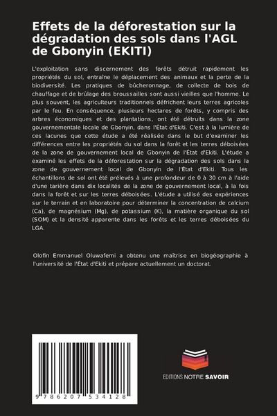 Produktbild: Effets de la d&eacute;forestation sur la d&eacute;gradation des sols dans l'AGL de Gbonyin (EKITI)