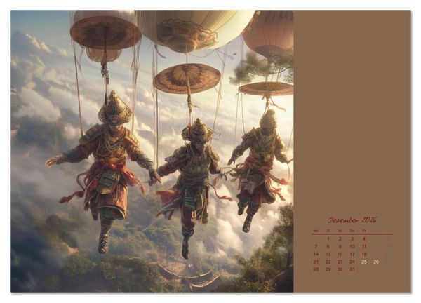 Produktbild: Mit KI durch die Epochen und L&uuml;fte (Wandkalender 2026 DIN A4 quer), CALVENDO Monatskalender
