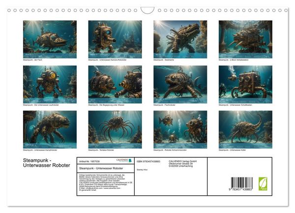 Produktbild: Steampunk - Unterwasser Roboter (Wandkalender 2026 DIN A3 quer), CALVENDO Monatskalender