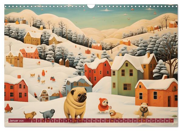 Produktbild: Boteros Hunde - Kunstvoller Kalender im Stile des Boterismo (Wandkalender 2026 DIN A3 quer), CALVENDO Monatskalender