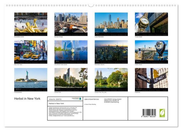 Produktbild: Herbst in New York (hochwertiger Premium Wandkalender 2026 DIN A2 quer), Kunstdruck in Hochglanz