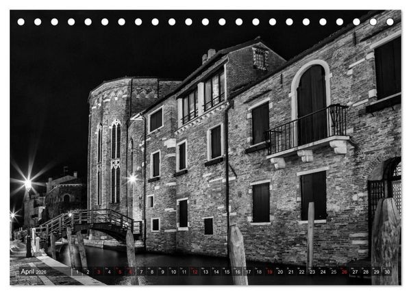 Produktbild: Leuchtendes Venedig &hellip;in monochrom (Tischkalender 2026 DIN A5 quer), CALVENDO Monatskalender