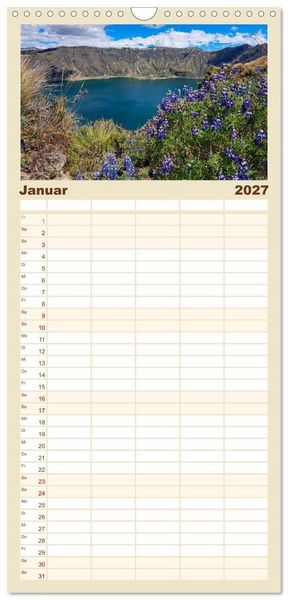 Produktbild: Familienplaner 2027 - Entdecke S&uuml;damerika: Monat f&uuml;r Monat mit 5 Spalten (Wandkalender, 21 x 45 cm) CALVENDO