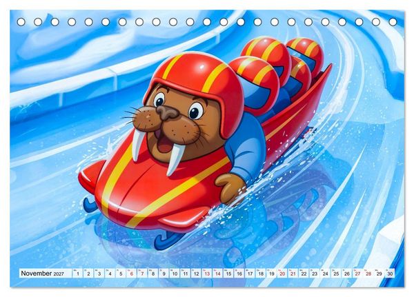 Produktbild: Tierischer Wintersport - Lustige Tiere im Schnee (Tischkalender 2027 DIN A5 quer), CALVENDO Monatskalender