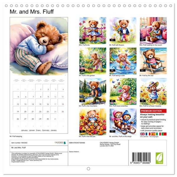 Produktbild: Mr. and Mrs. Fluff (Wall Calendar 2026 12 &times; 12 Inch) CALVENDO 12 Month Wall Calendar