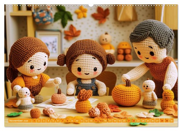 Produktbild: Amigurumi Moments. Ein fantastischer Familienalltag (hochwertiger Premium Wandkalender 2026 DIN A2 quer), Kunstdruck in Hochglanz