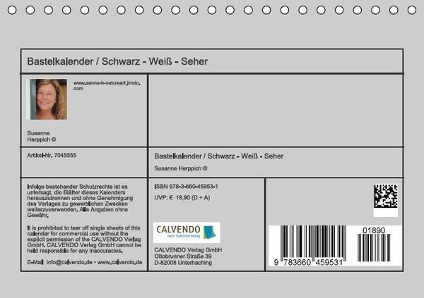 Produktbild: Bastelkalender / F&uuml;r Schwarz - Wei&szlig; - Seher (Tischkalender immerw&auml;hrend DIN A5 quer)