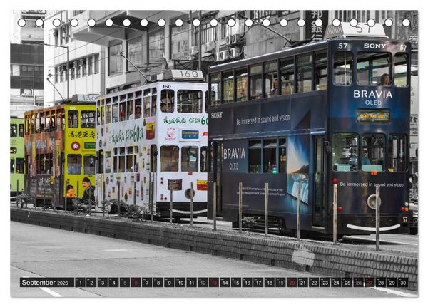 Produktbild: Ding Ding - Hong Kong's Tramways (Tischkalender 2026 DIN A5 quer), CALVENDO Monatskalender