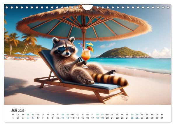 Produktbild: Lustige Waschb&auml;ren (Wandkalender 2026 DIN A4 quer), CALVENDO Monatskalender