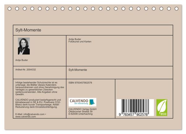 Produktbild: Sylt-Momente (Tischkalender 2026 DIN A5 quer), CALVENDO Monatskalender