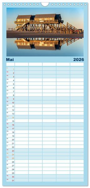 Produktbild: Familienplaner 2026 - Sankt Peter-Ording: Die raue Sch&ouml;nheit an der Nordsee mit 5 Spalten (Wandkalender, 21 x 45 cm) CALVENDO