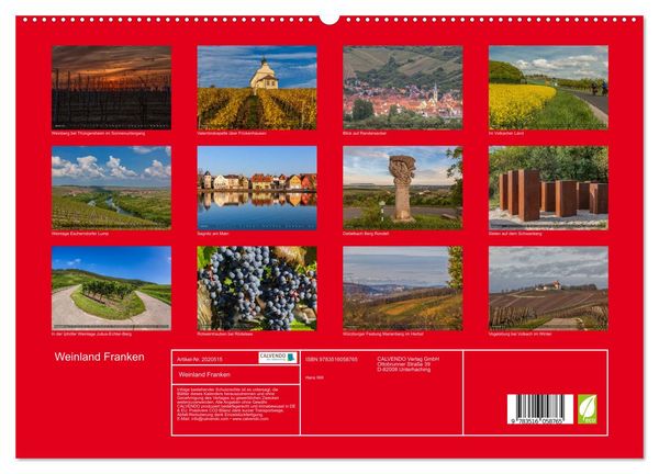 Produktbild: Weinland Franken (hochwertiger Premium Wandkalender 2026 DIN A2 quer), Kunstdruck in Hochglanz