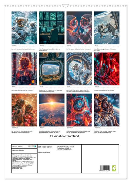 Produktbild: Faszination Raumfahrt (Wandkalender 2026 DIN A2 hoch), CALVENDO Monatskalender