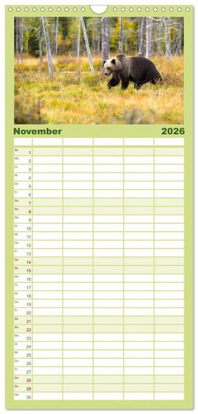 Produktbild: Familienplaner 2026 - B&auml;ren - Pandas, Grizzlyb&auml;ren und Co. mit 5 Spalten (Wandkalender, 21 x 45 cm) CALVENDO