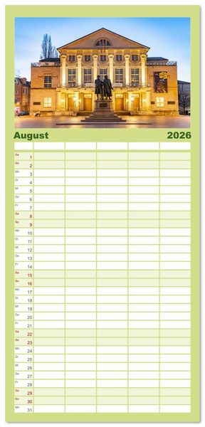 Produktbild: Familienplaner 2026 - Th&uuml;ringen - Weimar mit 5 Spalten (Wandkalender, 21 x 45 cm) CALVENDO