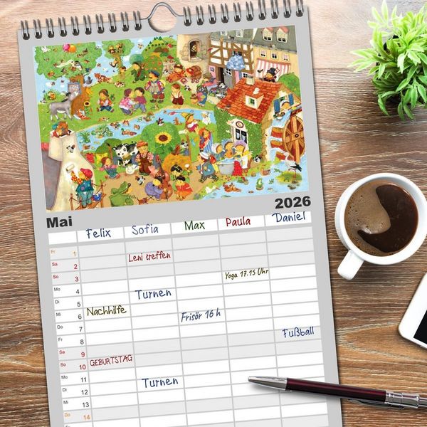 Produktbild: Familienplaner 2026 - Meine kleine Wimmelwelt mit 5 Spalten (Wandkalender, 21 x 45 cm) CALVENDO