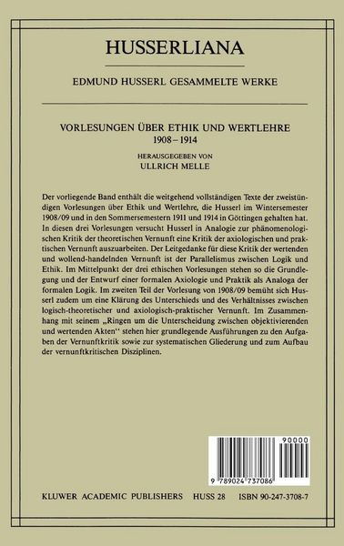 Produktbild: Vorlesungen &uuml;ber Ethik und Wertlehre 1908&ndash;1914
