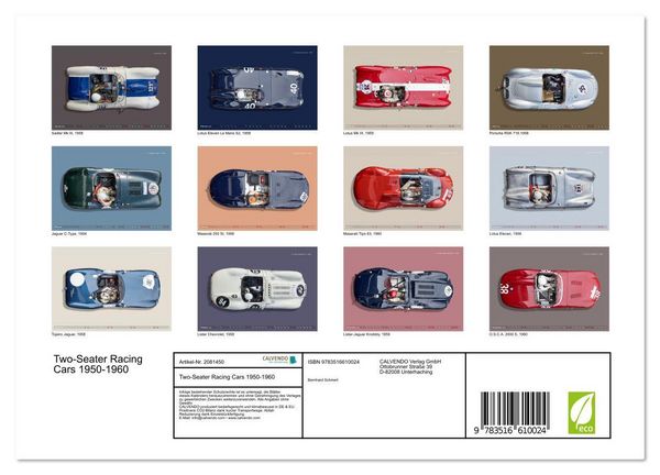 Produktbild: Two-Seater Racing Cars 1950-1960 (Wandkalender 2026 DIN A4 quer), CALVENDO Monatskalender