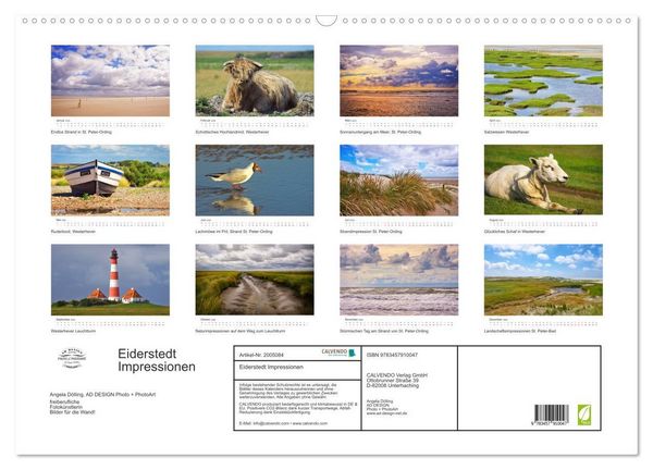 Produktbild: Eiderstedt Impressionen (Wandkalender 2026 DIN A2 quer), CALVENDO Monatskalender