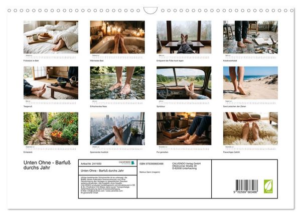 Produktbild: Unten Ohne - Barfu&szlig; durchs Jahr (Wandkalender 2027 DIN A3 quer), CALVENDO Monatskalender