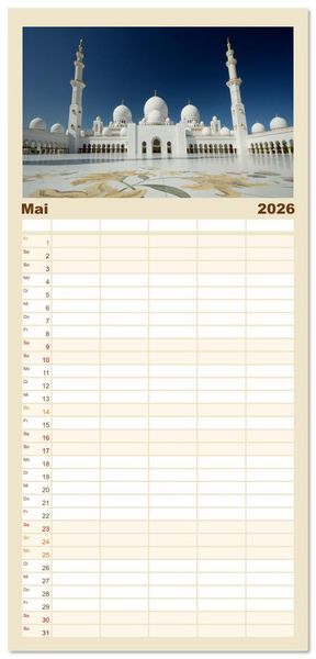 Produktbild: Familienplaner 2026 - Abu Dhabi, eine Stadt der Zukunft. mit 5 Spalten (Wandkalender, 21 x 45 cm) CALVENDO