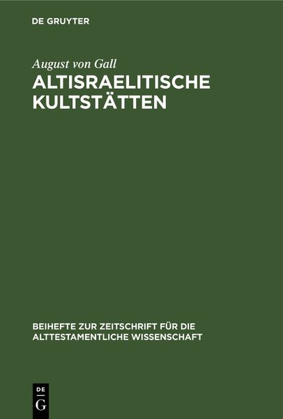Produktbild: Altisraelitische Kultst&auml;tten