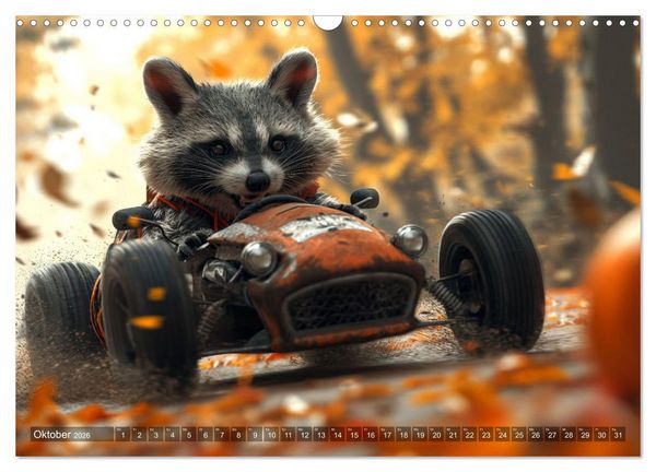 Produktbild: Tierische Rennfahrer - Mit Tieren im Oldtimer durch das Jahr (Wandkalender 2026 DIN A3 quer), CALVENDO Monatskalender