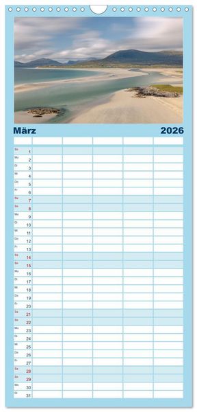 Produktbild: Familienplaner 2026 - Lewis und Harris, die ungez&auml;hmten &Auml;u&szlig;eren Hebriden. mit 5 Spalten (Wandkalender, 21 x 45 cm) CALVENDO