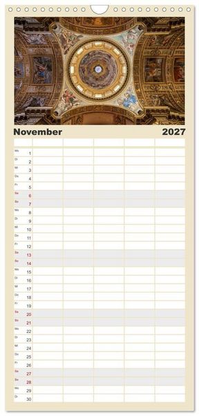 Produktbild: Familienplaner 2027 - Gew&ouml;lbe des Glaubens &ndash; Kirchendecken Europas mit 5 Spalten (Wandkalender, 21 x 45 cm) CALVENDO