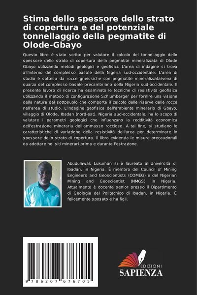 Produktbild: Stima dello spessore dello strato di copertura e del potenziale tonnellaggio della pegmatite di Olode-Gbayo