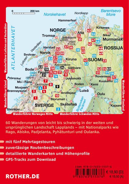Produktbild: ROTHER Wanderf&uuml;hrer Lappland. 60 Tages- und Mehrtagestouren in Schwedisch-, Norwegisch- und Finnisch-Lappland