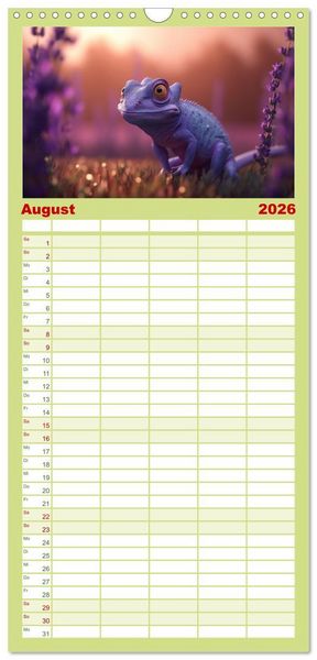 Produktbild: Familienplaner 2026 - Cham&auml;leon-Verwandlungen. Ein Jahr voller Ver&auml;nderungen mit 5 Spalten (Wandkalender, 21 x 45 cm) CALVENDO