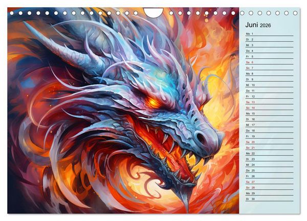 Produktbild: Drachen-Jahr - Kalenderplaner im Stile des chinesischen Tierkreiszeichens (Wandkalender 2026 DIN A4 quer), CALVENDO Monatskalender