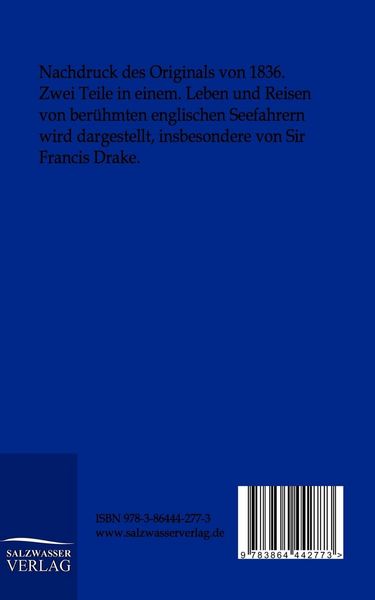 Produktbild: Leben und Reisen der ersten englischen Seefahrer Drake, Cavendish und Dampier