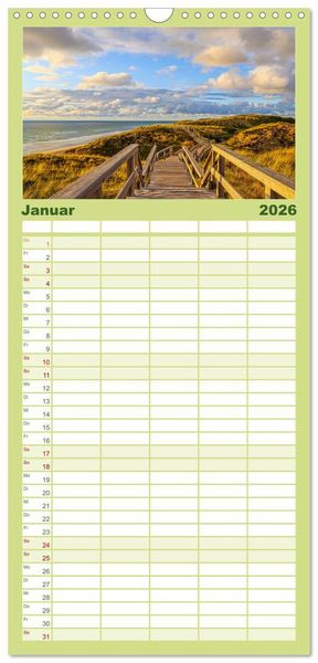 Produktbild: Familienplaner 2026 - Sylt - Magie der Abendstunden mit 5 Spalten (Wandkalender, 21 x 45 cm) CALVENDO