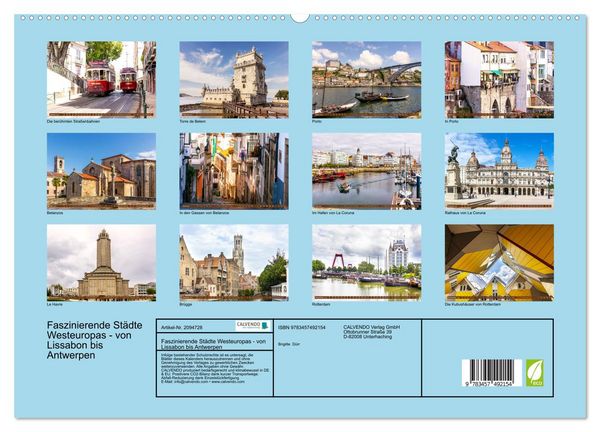 Produktbild: Faszinierende St&auml;dte Westeuropas - von Lissabon bis Antwerpen (hochwertiger Premium Wandkalender 2026 DIN A2 quer), Kunstdruck in Hochglanz