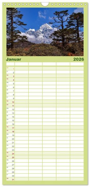 Produktbild: Familienplaner 2026 - Nepal- Trekking durchs Hochgebirge mit 5 Spalten (Wandkalender, 21 x 45 cm) CALVENDO