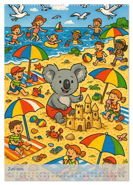 Produktbild: Koalas Wimmelwelt ein Jahr voller Wimmelspass! (hochwertiger Premium Wandkalender 2026 DIN A2 hoch), Kunstdruck in Hochglanz