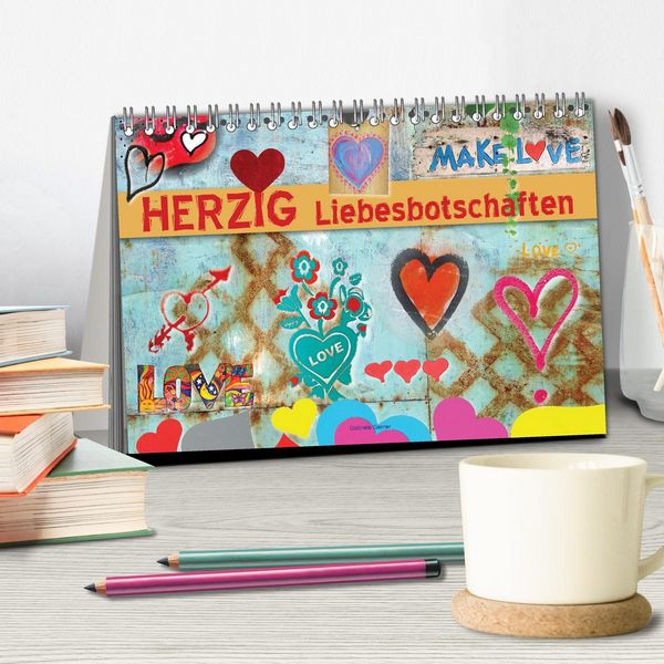 Produktbild: Herzig Liebesbotschaften (Tischkalender 2026 DIN A5 quer), CALVENDO Monatskalender