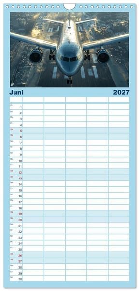 Produktbild: Familienplaner 2027 - Flugzeugkalender - Die sch&ouml;nsten Passagiermaschinen mit 5 Spalten (Wandkalender, 21 x 45 cm) CALVENDO