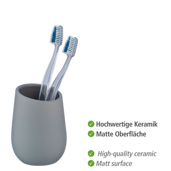 Produktbild: Waschtisch-Set Mod. Badi Grau, 2-tlg., 1 Zahnputzbecher, 1 Seifenspender