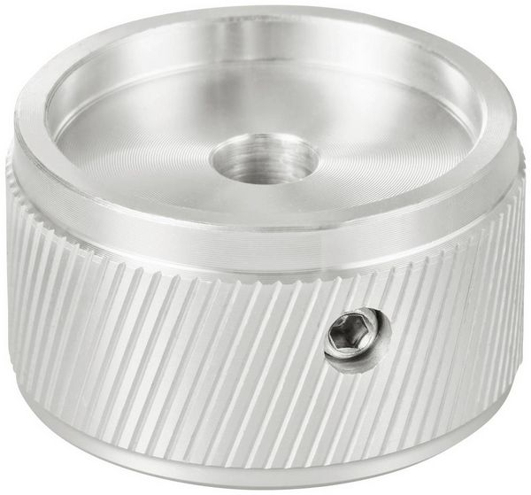 Produktbild: TRU COMPONENTS TC-11613820 Drehknopf mit Knopfmarkierung Silber (&Oslash; x H) 30 mm x 17 mm Aluminium 1 St.