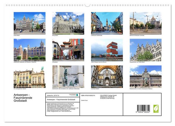 Produktbild: Antwerpen - Faszinierende Gro&szlig;stadt (hochwertiger Premium Wandkalender 2026 DIN A2 quer), Kunstdruck in Hochglanz