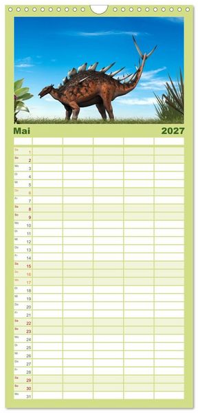 Produktbild: Familienplaner 2027 - Dinosaurier. Urzeitliche Giganten mit 5 Spalten (Wandkalender, 21 x 45 cm) CALVENDO