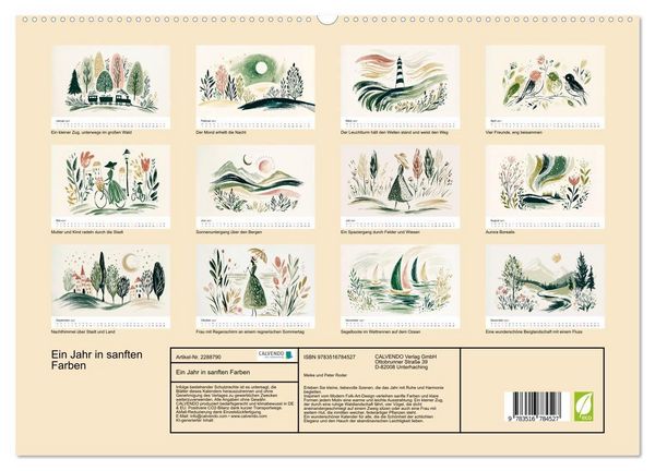 Produktbild: Ein Jahr in sanften Farben (hochwertiger Premium Wandkalender 2027 DIN A2 quer), Kunstdruck in Hochglanz