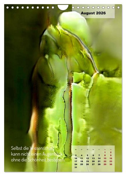 Produktbild: Seelenw&uuml;nsche - Kunstkalender mit Texten zum Innehalten (Wandkalender 2026 DIN A4 hoch), CALVENDO Monatskalender
