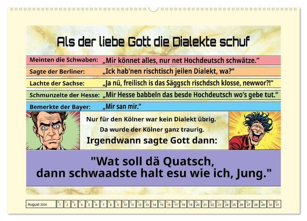 Produktbild: K&ouml;lscher Frohsinn auf K&ouml;lsch (Wandkalender 2026 DIN A2 quer), CALVENDO Monatskalender