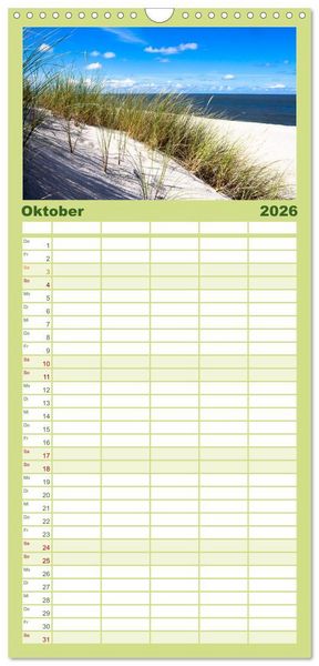 Produktbild: Familienplaner 2026 - Sylt mein Inselblick mit 5 Spalten (Wandkalender, 21 x 45 cm) CALVENDO