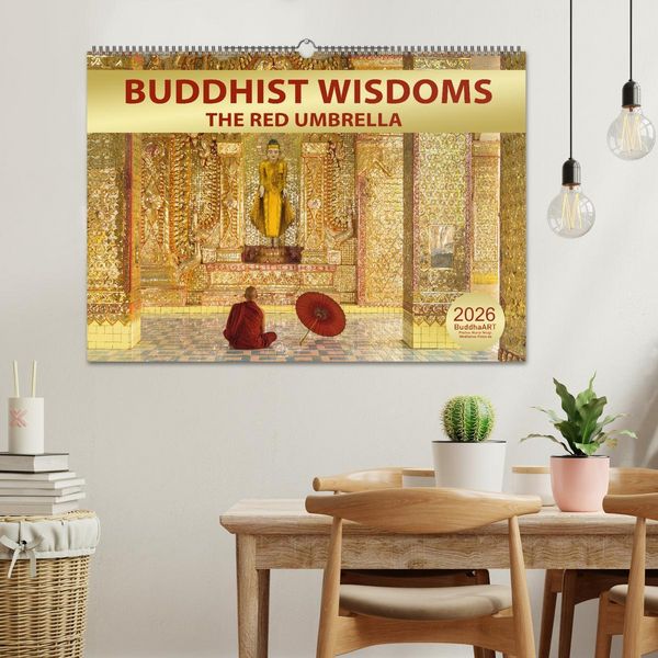 Produktbild: BUDDHIST WISDOMS - THE RED UMBRELLA (Wall Calendar 2026 DIN A2 landscape), CALVENDO 12 Month Wall Calendar